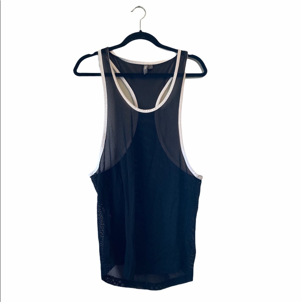 ASOS black and white mesh muscle tank top medium